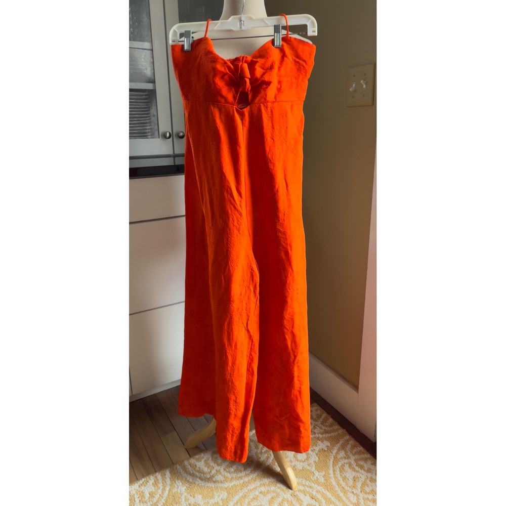 Elevenses Anthropologie Orange Tie Front Wide Leg Jumpsuit NWT Size 2 41805359